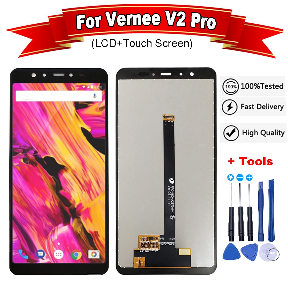 5.99"For Vernee V2 Pro LCD Display+Touch Screen Digitizer Assembly Repair Parts For Vernee V2 Pro Phone Accessory+Free Tools