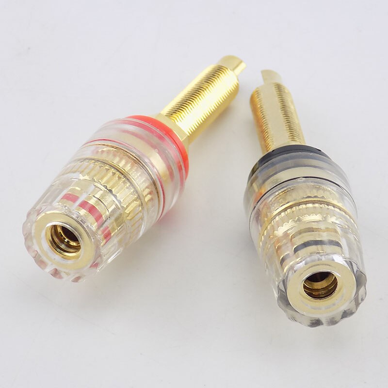 2pcs Brass Long Binding Post Connector Audio Speaker Amplifier Audio Adapter for 4mm Banana Plug Terminal Connectors W17