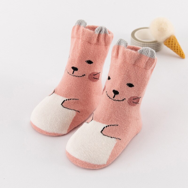 Wecute Baby Peuter 3D Cartoon Dier Sokken Pasgeboren Kids Leuke Zachte Anti-Slip Sokken Baby Warme Sokken Voor 0-3 Jaar Jongens &amp; Meisje: Roze / 11cm for 1-3year