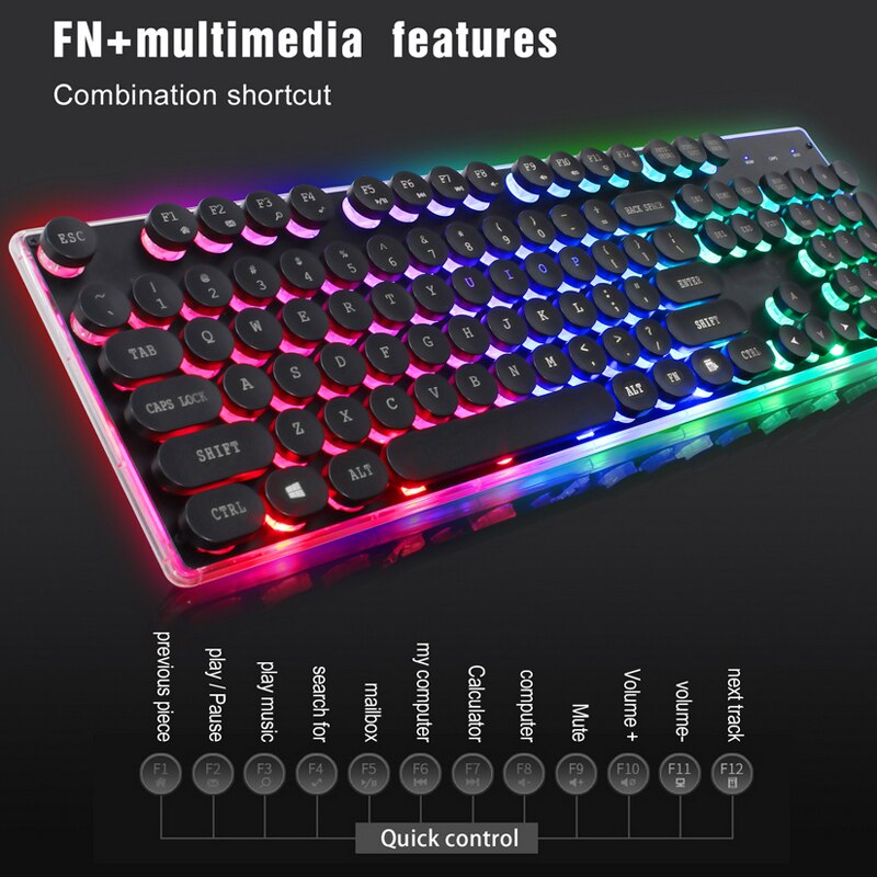 RGB LED Backlight USB Wired Gaming Keyboard & Mouse for Laptop USB Wired Ergonomic Gaming Keyboard Mouse Set Combos