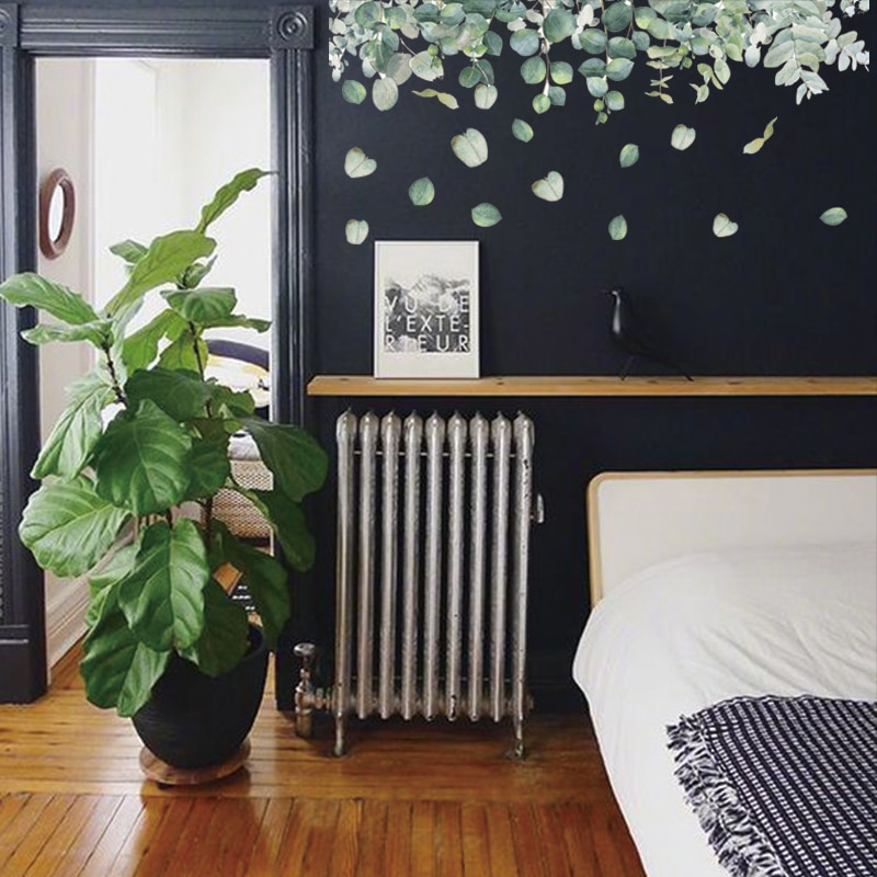 PVC Removable Nursery Green Foliage Leaves Botanical Wall Sticker Living Room Bedroom Decoration Art Mural Wall Decal
