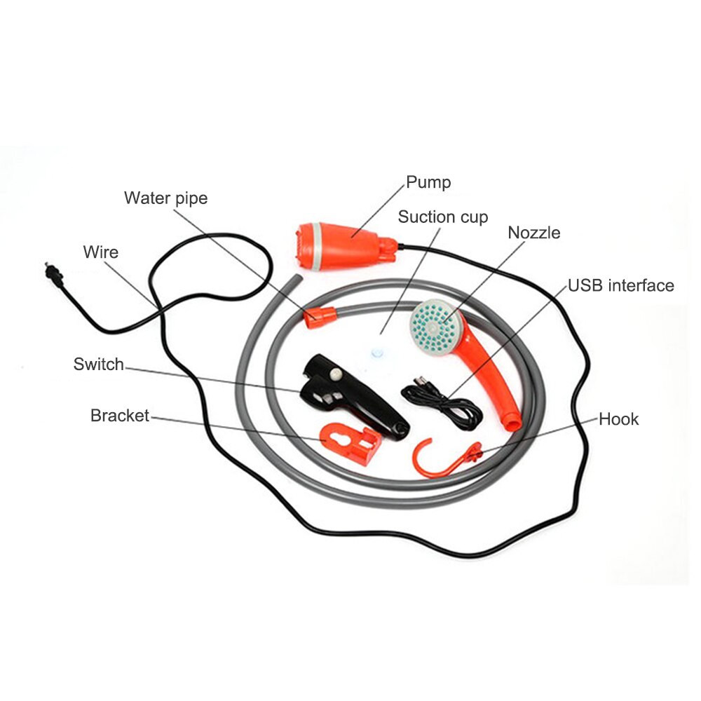 Draagbare Outdoor Douche Kit, handheld Douchekop Camping Douches Met Waterpomp Voor Huishoudelijke En Auto 'S 2M Kabel Douchekop