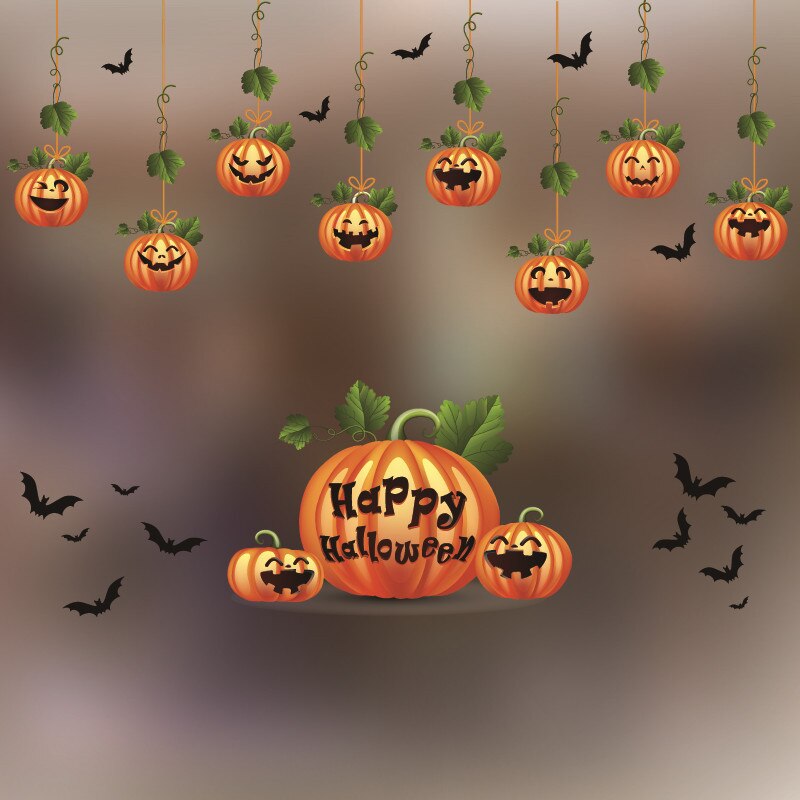Halloween Window Stickers Wall Halloween Window Wall Decor Happy Halloween Decor For Home Haloween Sticker Door Deco: Gray