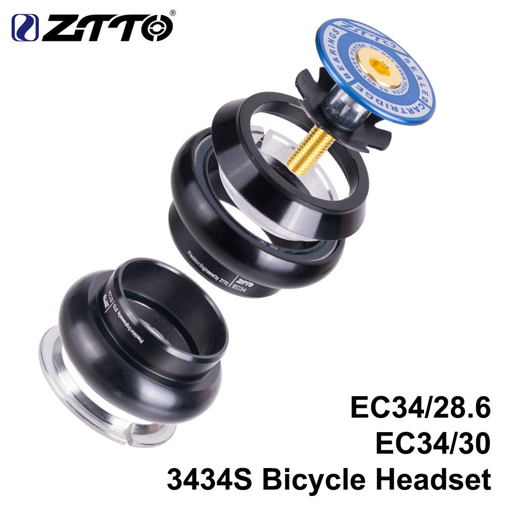 Ztto 3434s mtb cykel vägcykelheadset 34mm ec34 cnc 1 1/8 28.6 rak rörgaffel internt 34 konventionellt trådlöst headset: 3434s blå