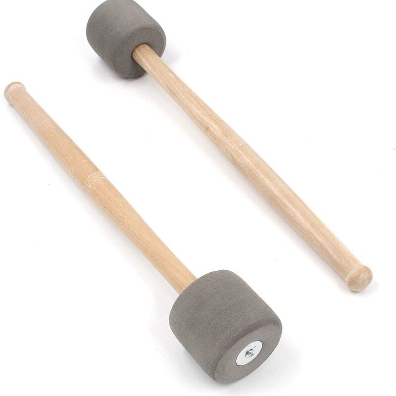 Paquet de 4 maillets pour grosse caisse bâtons maillets à Percussion avec tête en mousse EVA et manche en bois de chêne blanc pour fanfare, gris