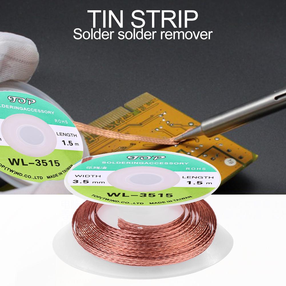 1.5M Tin Removal Tape Soldeer Remover Clean Soldeer Slakken Verwijderen Overtollige Soldeer Core Wire Lead Draad Zuig Draad Bga reparatie Tool