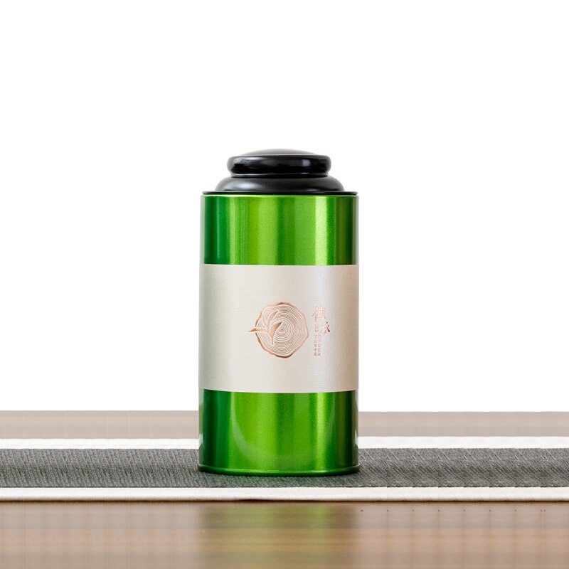 General Tea Tin Box 125g Tea Packaging Box Box Round Sealed Tin Can Household Metal Tea Set: green