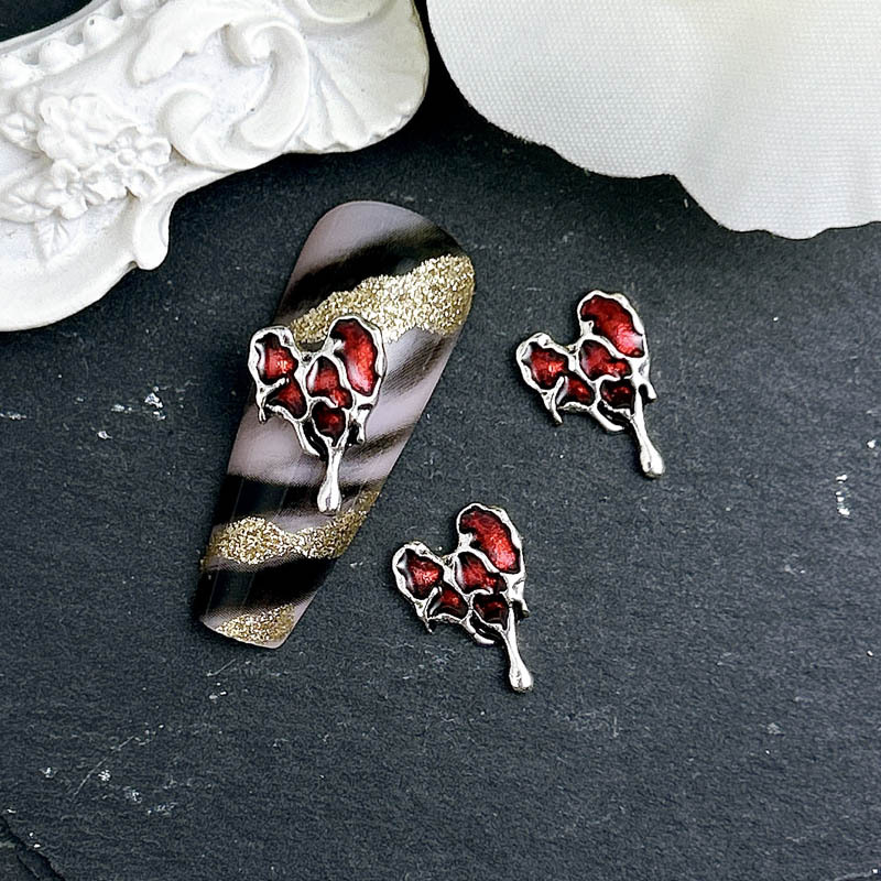 Nuevos dijes de aleación Retro para uñas con forma de corazón, Cruz de Metal 3D, calavera, prensa francesa, accesorios de decoración para uñas, manualidades DIY Y2K