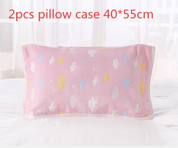 6-layer Gauze Infant Baby Pillow Case Pure Cotton Kids Boys Girls Pillowcase Breathable Children Pillow Cover 2 pieces 40*55cm: D Pillowcase 40x55cm