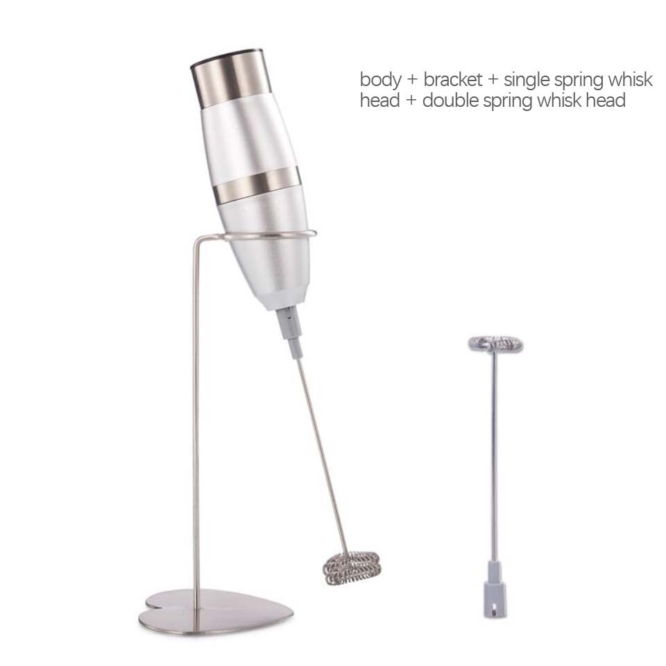 Mjölkdryck kaffevisp mixer elektrisk äggvisp skummare skummare minihandtag omrörare praktiskt köksredskap med fäste: Vit 2