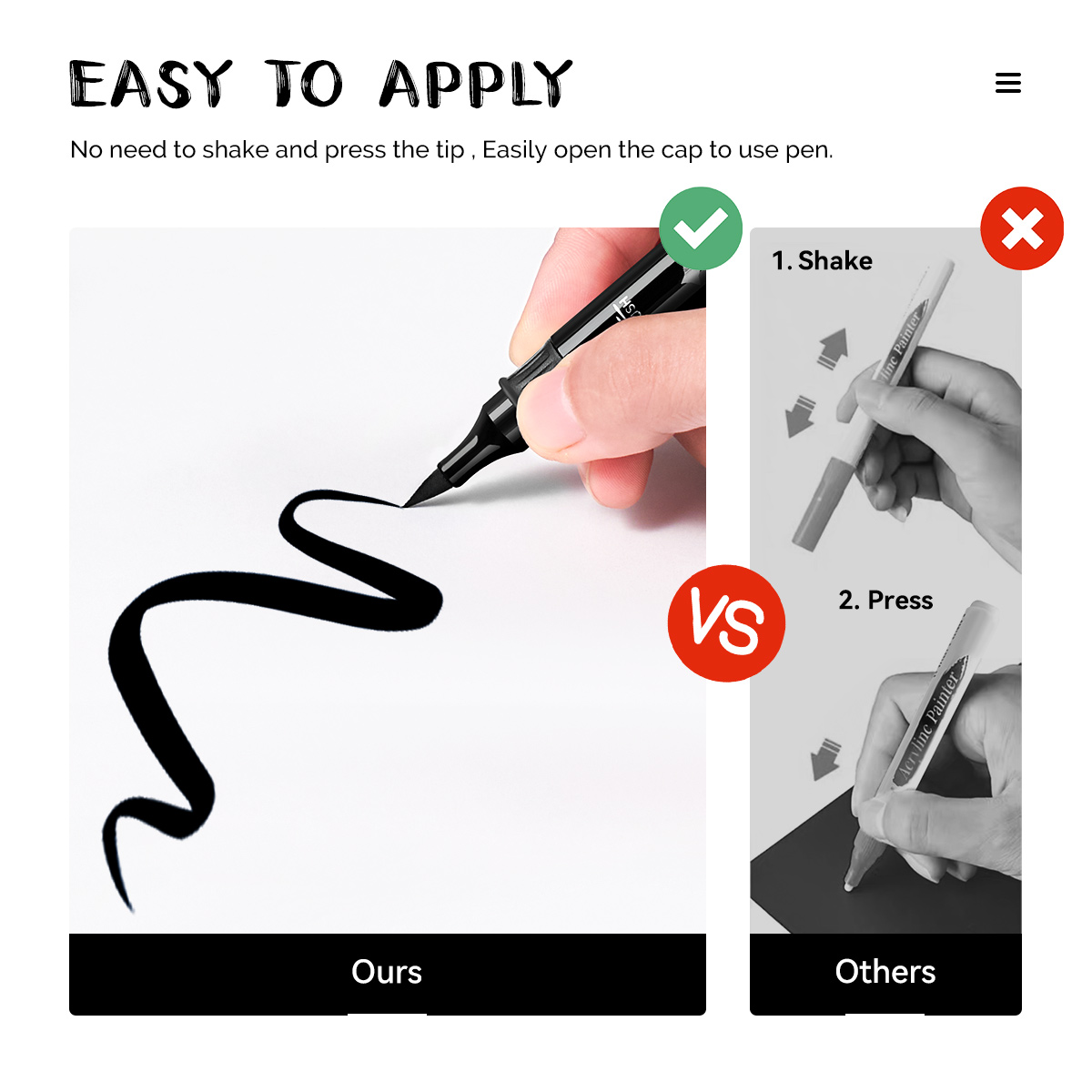 Arrtx Czarne pisaki akrylowe 8 sztuk pędzli i markerów z cienką końcówką robić malowania skał, rysowania, drewna, graffiti, płótna