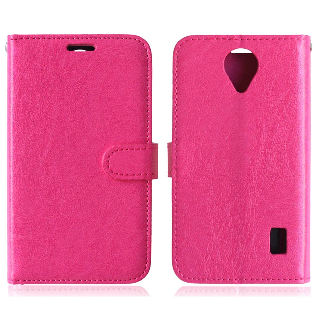 for Huawei Ascend Y635 Case Luxury Flip Wallet Leather Coque for Huawei Y 635 Cover Ascend Y635 Stand Phone Case with Card Slot: Rose