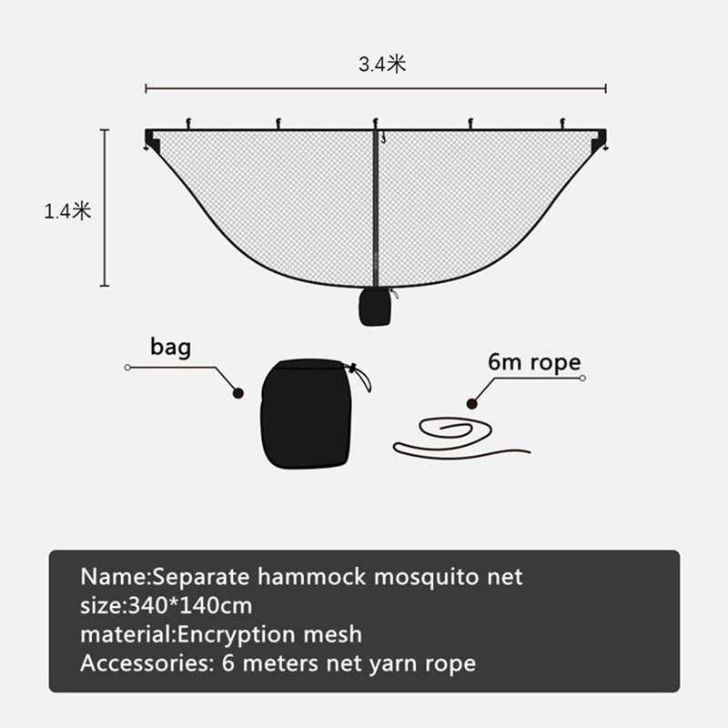 Ultralight Draagbare Hangmat Klamboe Voor Outdoor Nylon Materiaal Anti-Muskietennetten Met Super Size