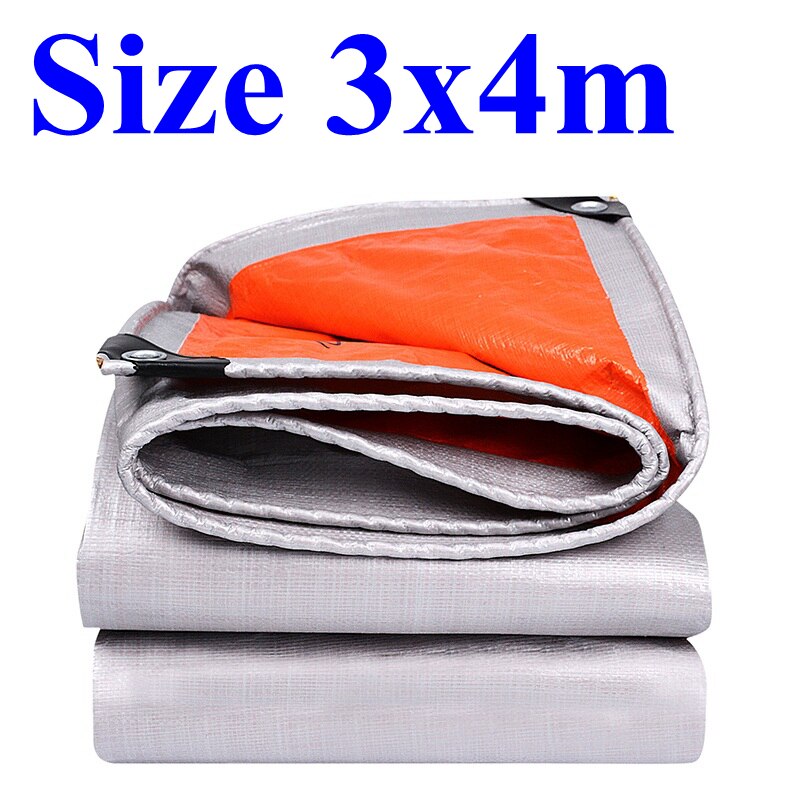 PE Tarpaulin Rainproof Cloth Shade Sail Outdoor Awning Camping Boat Truck Canopys Ground Sheet Waterproof Cloth Silver-Orange: 3x4m