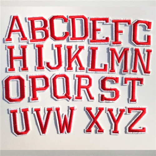Broderede små engelske bogstavlapper til påstrygning af tøj farverigt patch nummer klistermærke badge applique patch tilbehør: Rød som billede 2