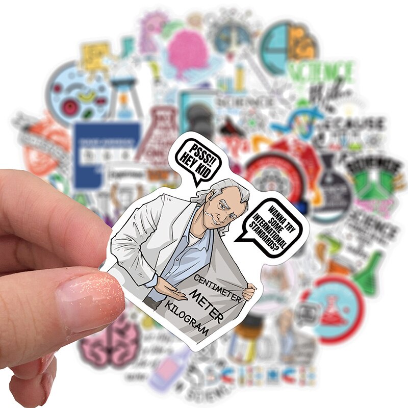 50PCS Science Sticker Physics Chemistry Lab Decals For Case DIY Luggage Laptop Notebook Skateboard Motorcycle Bicycle Sticker