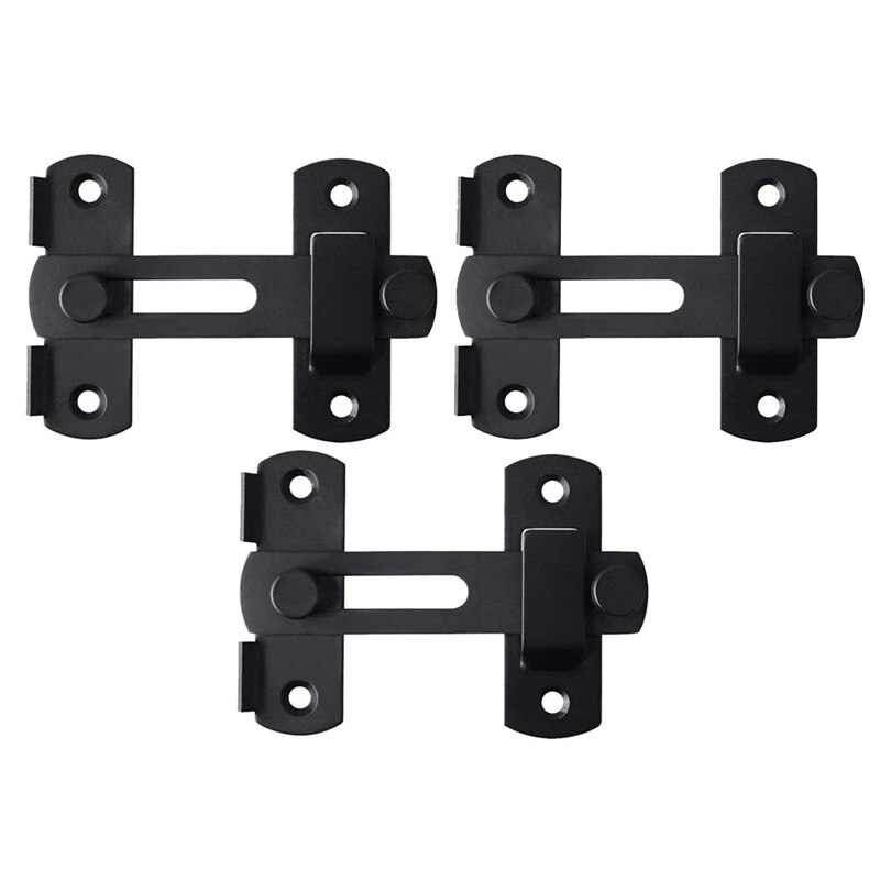 HTHL-Set of 3,Black Flip Latch Gate Latches Stainless Steel Sliding Safety Door Bolt Latch Lock for Gate Cabinet: Default Title
