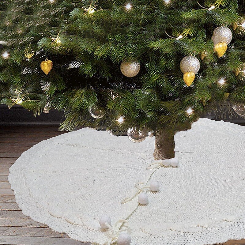 lys pære Min Grape Strikket juletræ nederdel garn land stil juledag dekoration 122cm juletræ  nederdel – Grandado