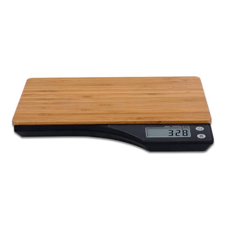 Kitchen Scale 5kg Blue Backlight Electronic Scale Jewelry Food Balance Weight Pocket Scale Portable Bamboo Panel Digital