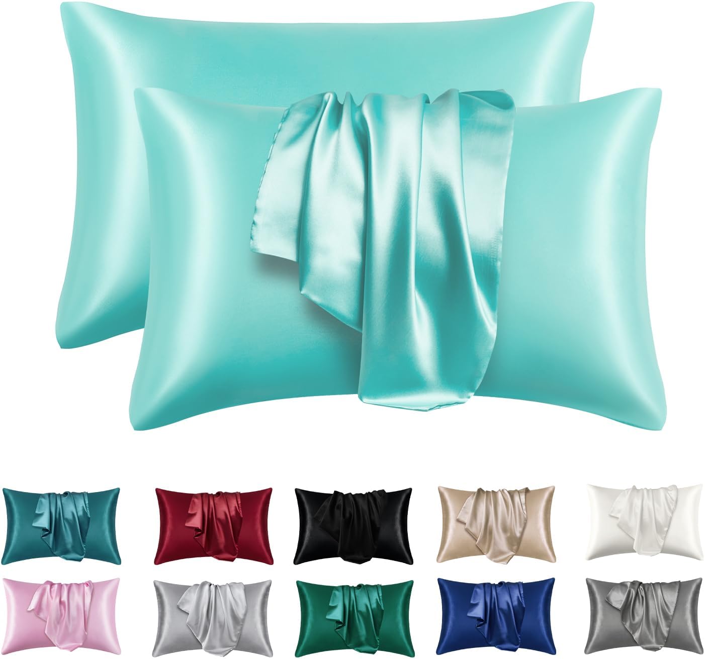 2 stücke Satin- Seide Kissen bezug für Haar und Haut, Korallen Kissen bezüge Standard größe Satz von Super weichen Kissen bezug: 500*900mm / Himmel Blau