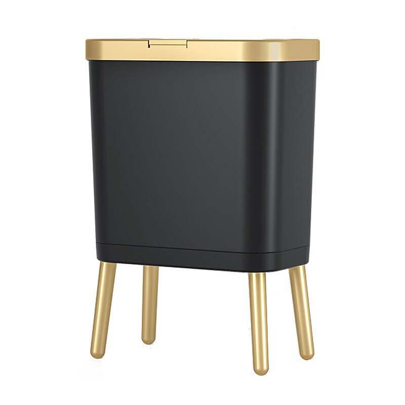 15L Top Luxe White Gold Prullenbak Keuken Badkamer Hoge Capaciteit Vuilnisbak Vier-Legged Tall Smalle Prullenbak opbergdoos: 3
