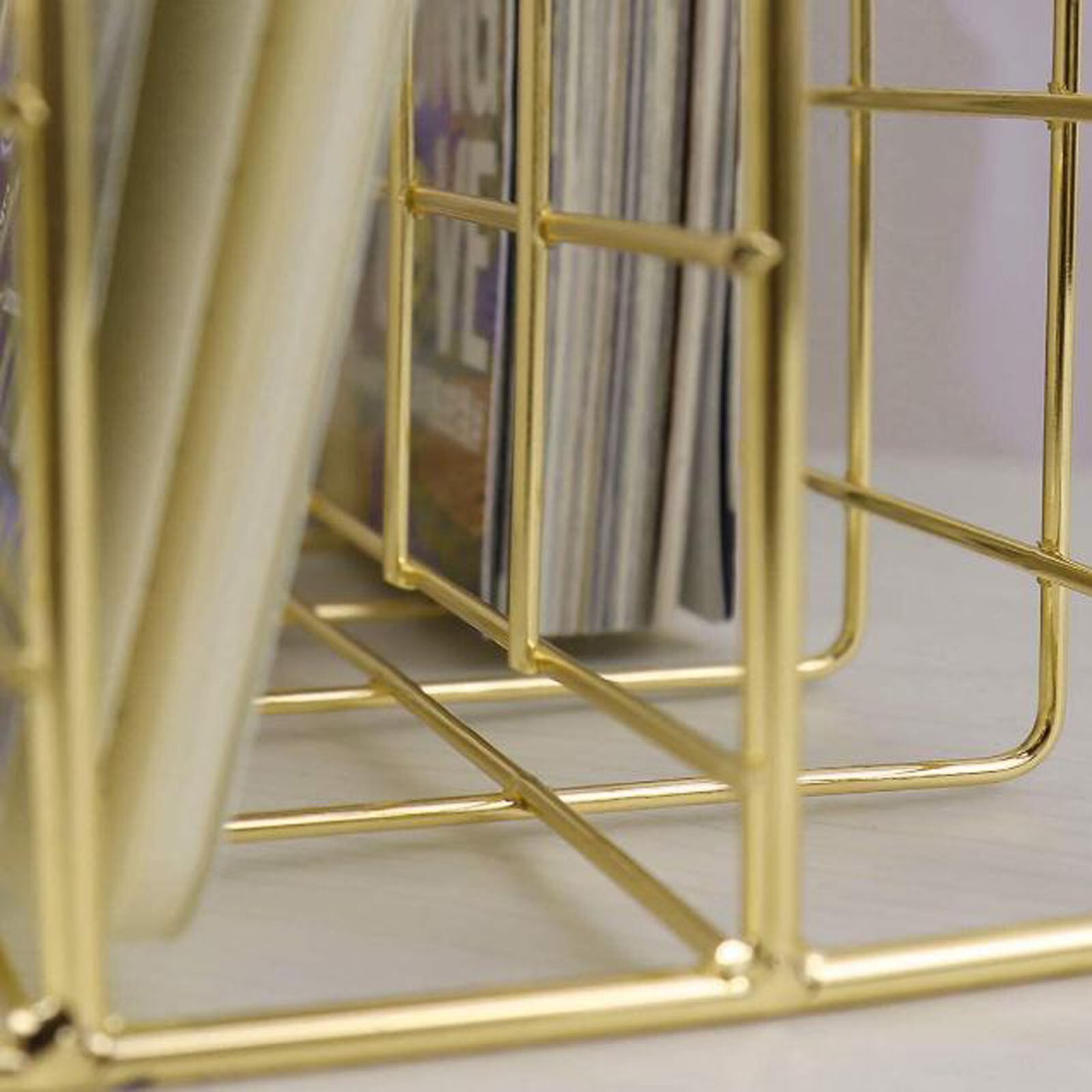 File Storage Rack Three Wrought Iron Bookshelf Metal Book Stand Desktop Decoration Home Decor Metal Book Stand Gold