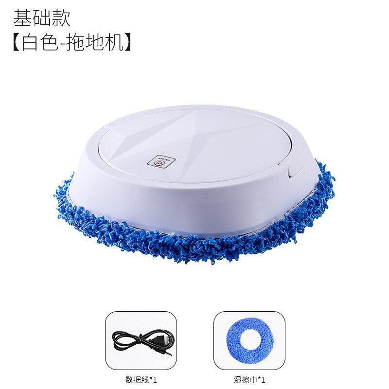 1500 mAh Automatic Home Wet Dry Sweeping Robot Mopping Machine Mop Sweeper Electric Washing Floor Washer Spin Mop Self Cleaning: Basis white