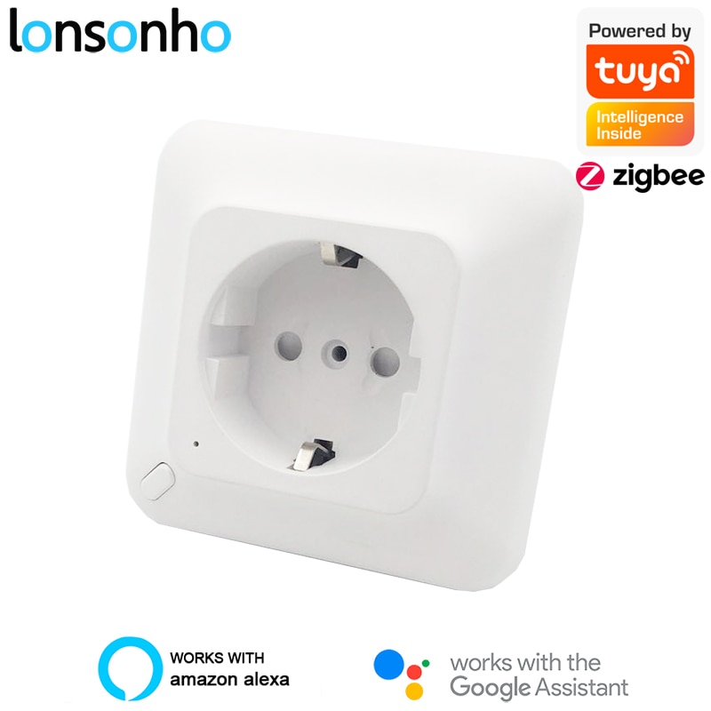 Lonsonho Tuya Zigbee Smart Stopcontact Eu Plug 220V 16A Power Monitor Smart Home Huis Automatisering Werkt Met Alexa google Thuis