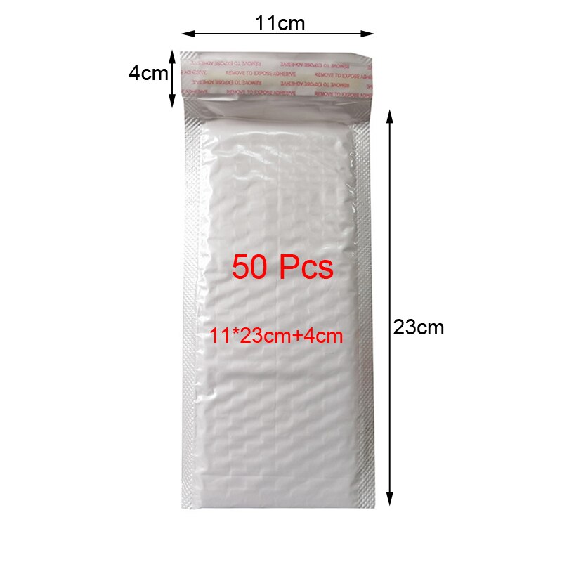 50 Pcs White Foam Envelope Bags Self Seal Mailers Padded Envelopes With Bubble Mailing Bag Packages Bag: 50 Pcs 11x23cm