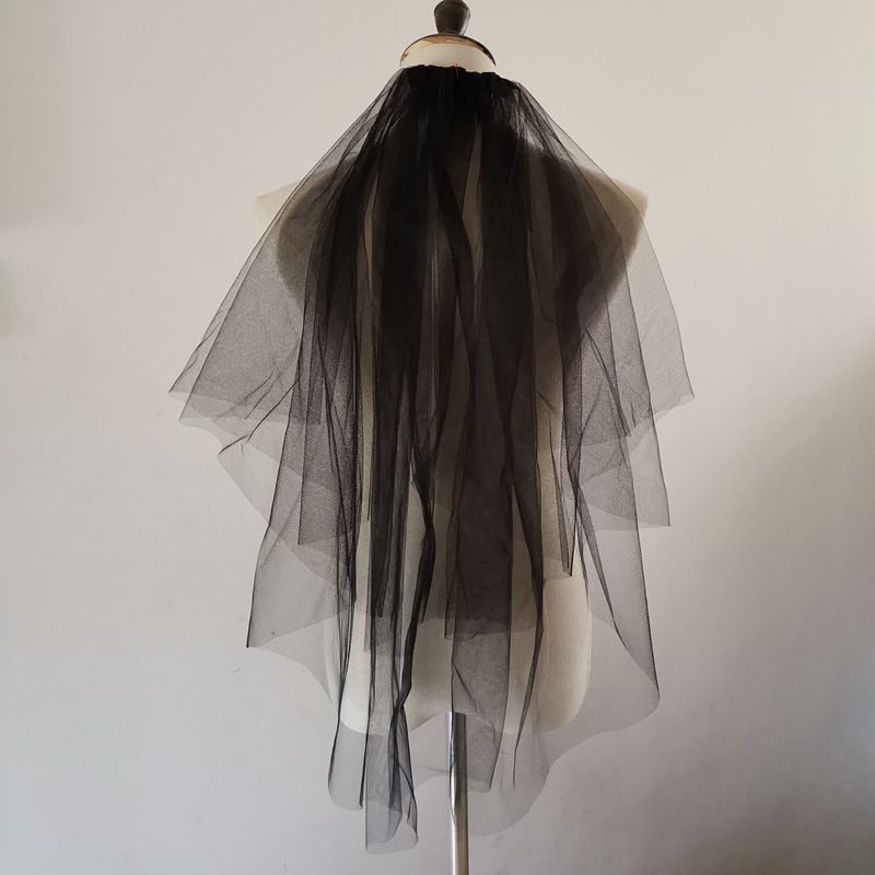 Velo negro De la Novia 2 capas velos De boda con peine Velo corto De Novia accesorios De boda corto