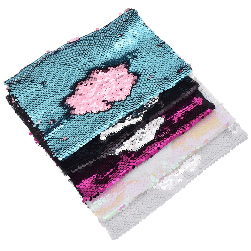 Tela de retales de poliéster con lentejuelas reversibles de doble cara, material para costura hecha a mano, suministros de ropa, 21x29cm
