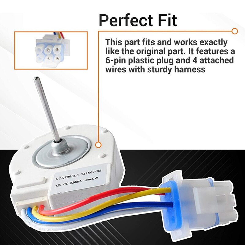 241509402 Evaporator Fan Motor Replacement Part Exact Fit for Frigidaire Electrolux Kenmore Frigidaire Refrigerators