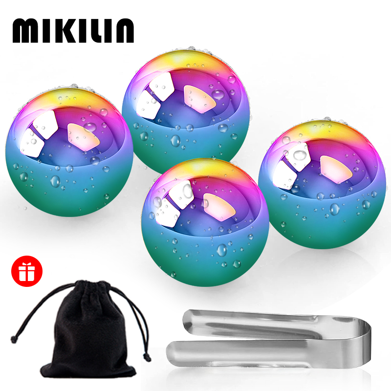 Zestaw kostek lodu ze stali nierdzewnej z szczypcami robić lodu, wielorazowe metalowe kostki robić Whisky, wina, koktajli, kostki chłodzące, akcesoria barowe.: zielone światło