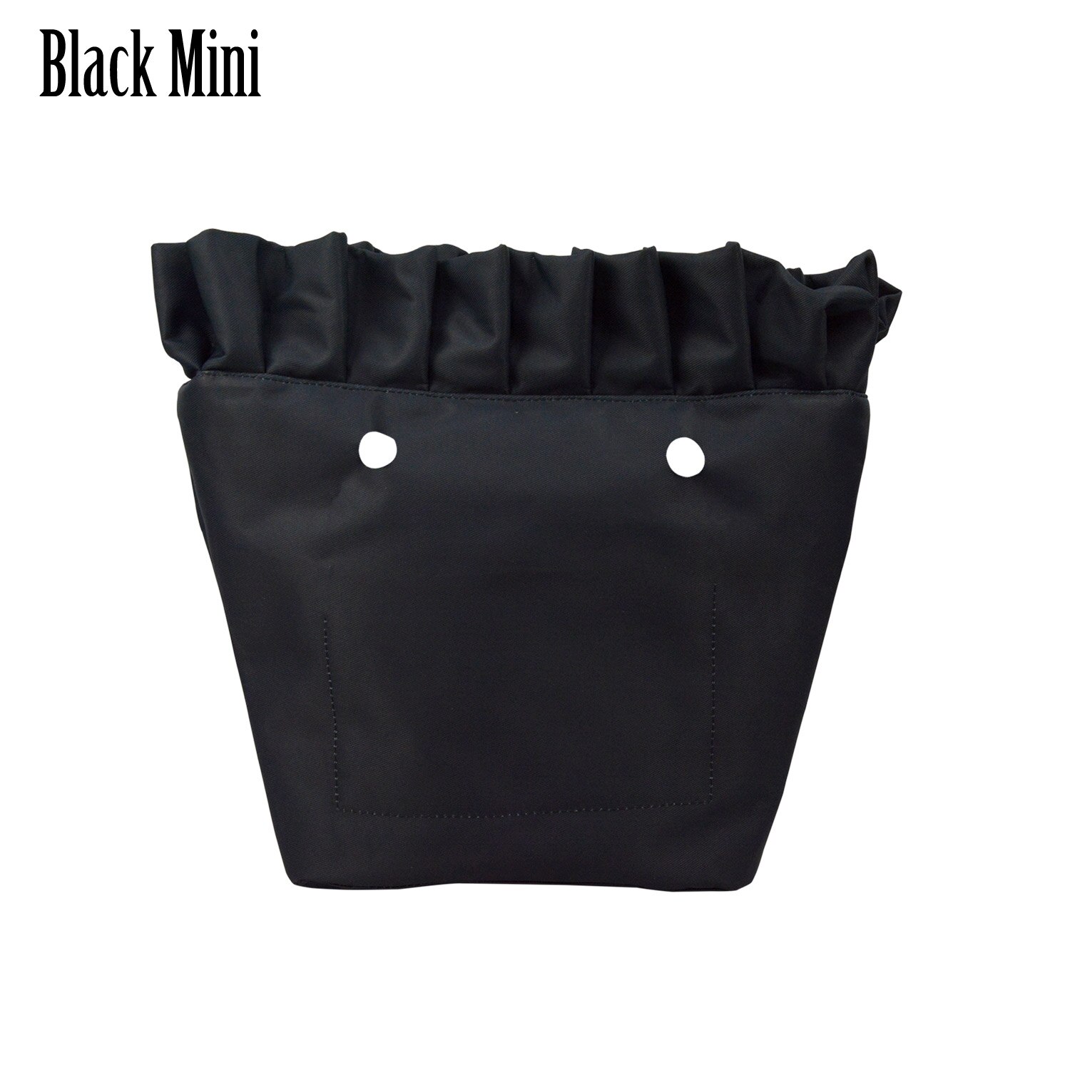 Tanqu Frill Pleat Soild Fabric Waterproof Inner Lining Insert Zipper Pocket for Classic Mini Obag Inner Pocket for O Bag: black mini