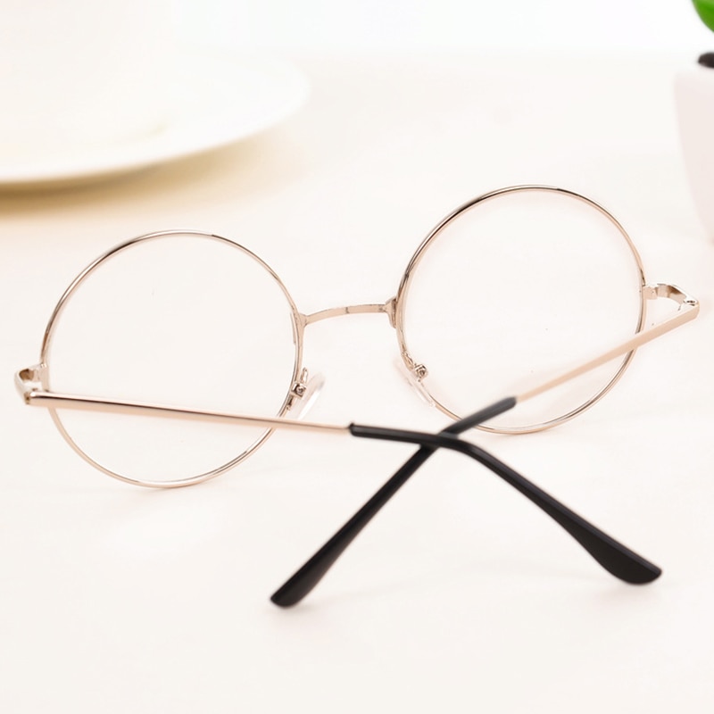 RICHPER 6 Colors Man Woman Retro Large Round Glasses Transparent Metal Eyeglass Frame Black Silver Gold Spectacles Eyeglasses