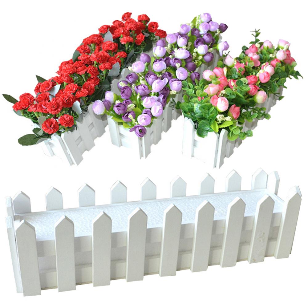 Holz Blumentopf Zaun Anlage Korb Container Pflanzer Heimat Garten Hochzeit Dekor Mini Anlage Töpfe Mit Bambus Weiß Holz Zaun