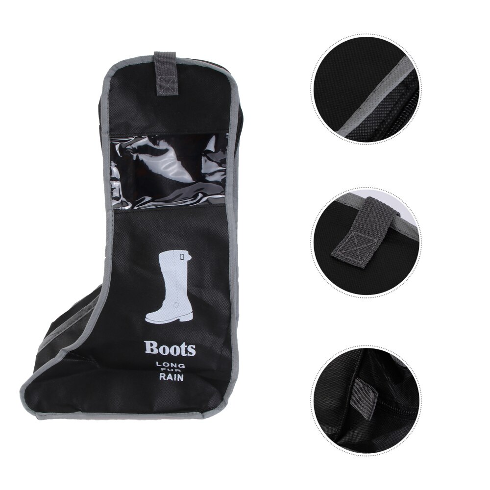 Travel Boots Storage Bag Non-woven Fabric Boots Dust Cover Protector Bag Under Bed Wardrobe Organizer for Cowboy Boots Snow Boot: Black 1