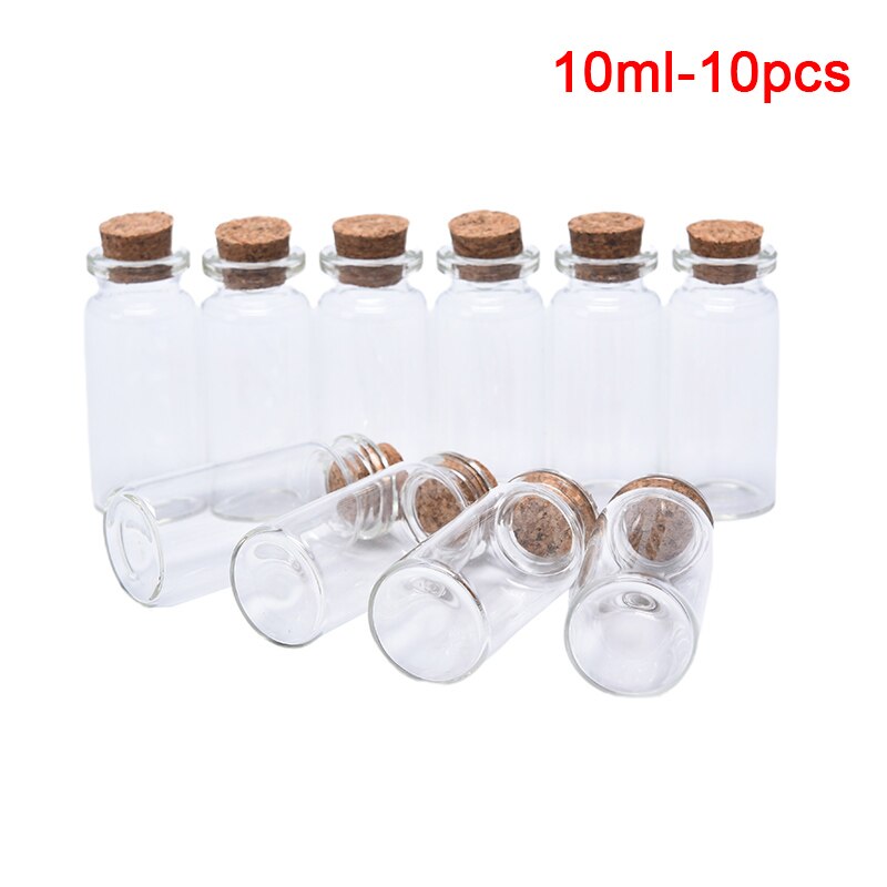 10Pcs 5/8/10/12/15/20ml Christmas Wish Bottles Small Empty Clear Cork Glass Bottles Vials For Wedding home Decor: 22x50 10ml
