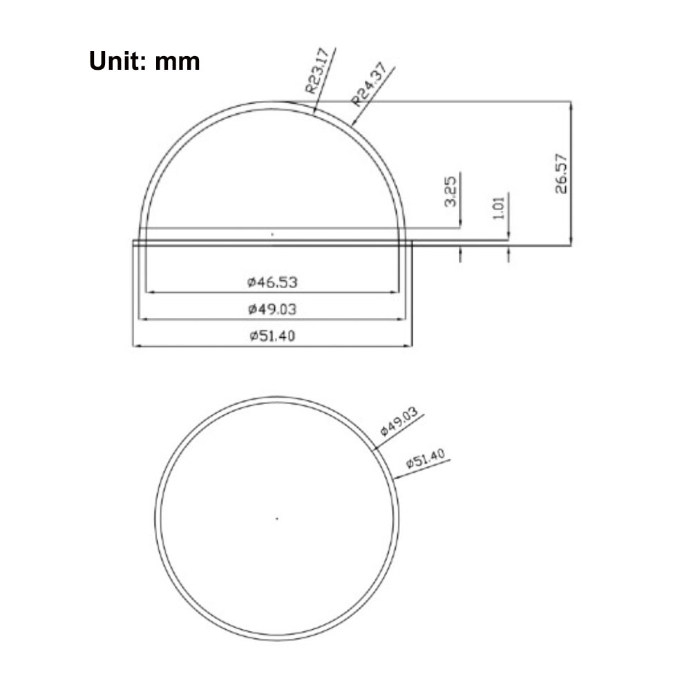 51.4x26.57mm 2 Inch Small CCTV Camera Dome Glass Protective Cover Acrylic PC Hemisphere Shell Clear Color