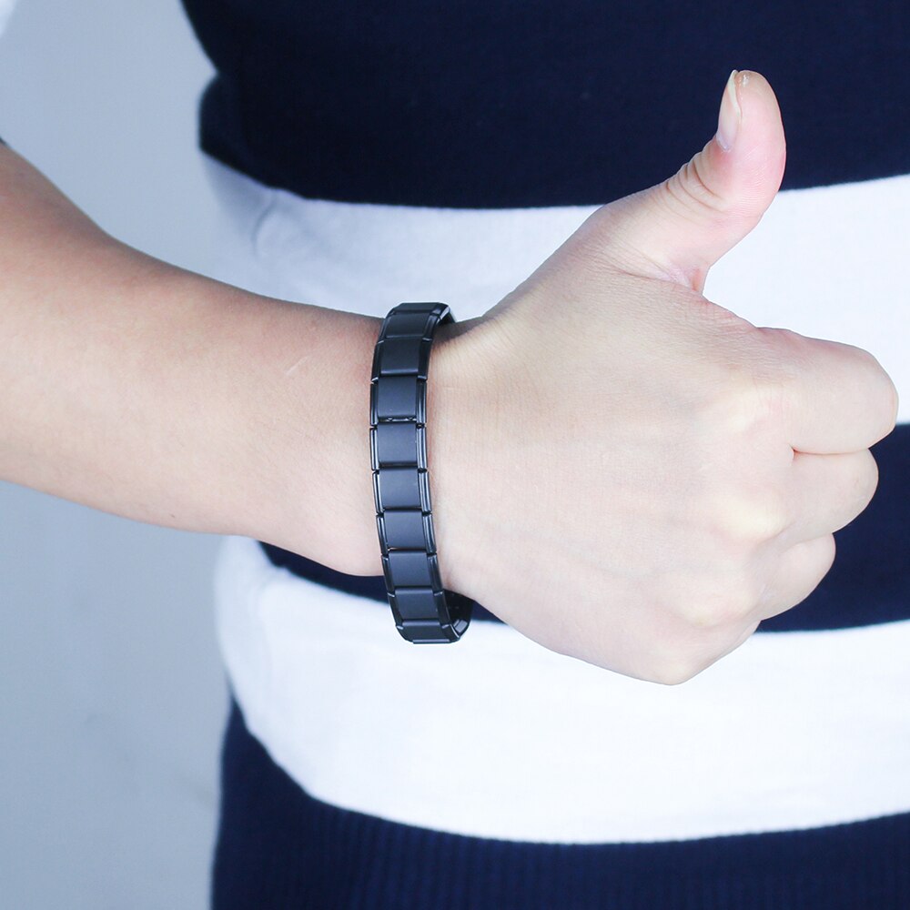 Hapiship Mode-sieraden 13Mm Goud Zwart 80 Germanium Roestvrij Staal Energie Armband Power Bangle Voor Man Vrouwen G022