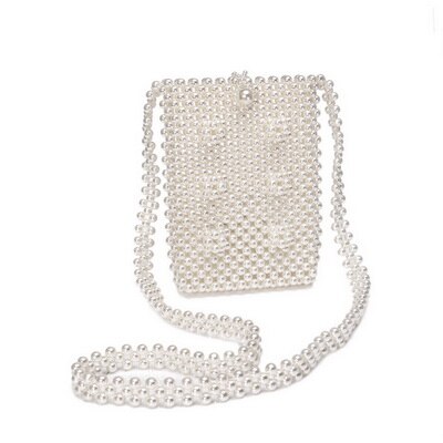 Brand Hand-woven Pearl Bags Lady Beaded Shoulder Bag Women Party Vintage Handbag Ins Small Flap Bag Mini Cross body Bag: YM1655