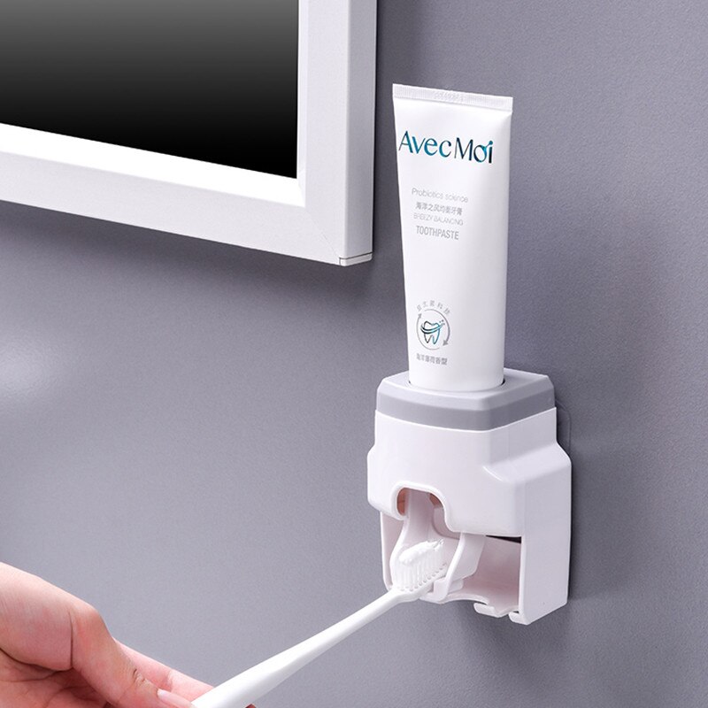 Wall Mount Toothpaste Dispenser Bathroom Accessories Home Waterproof Lazy Toothpaste Squeezer Toothbrush Holder Hooks