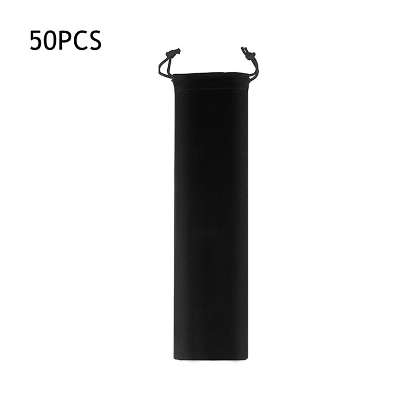 50 stuks 12mm drinkrietjes herbruikbare metalen rietjesset scherpe bubble tea rietjes 304 roestvrijstalen parel milkshake dikke rietjes buis: Zwarte tas