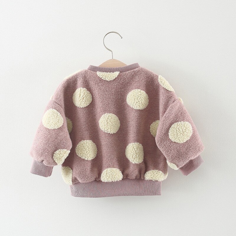 Kleinkind Baby Mädchen Winter Fleece Jacke, Runde Dots Tasten Lange Hülse Mantel Oberbekleidung, straße Tragen Geeignet Für Freizeitparks