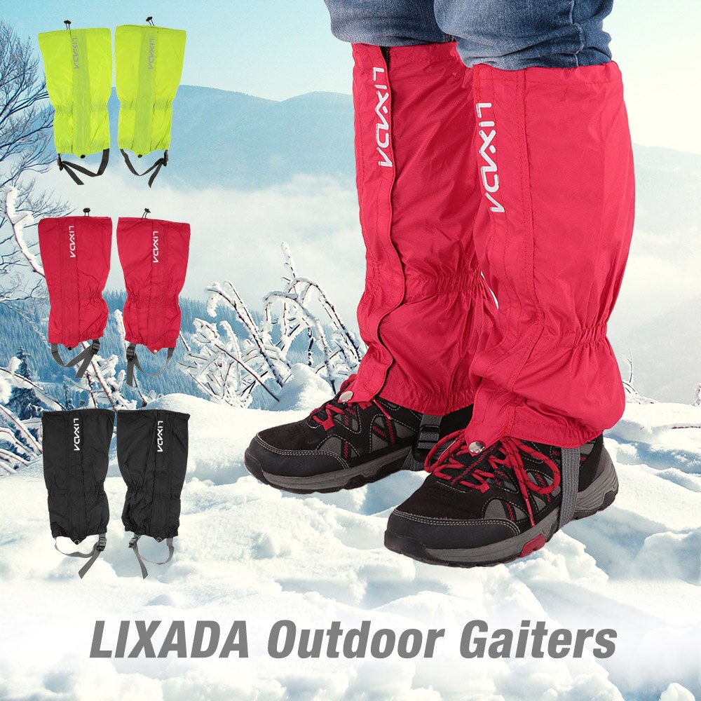 Lixada One Pair of Gaiters Outdoor Unisex Zippered Closure Wear and Water Resistant Cloth Leggings Cover for Snowboarding
