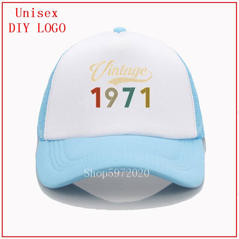 Vintage 1971 Retro Born in 1971 49th Birthday Perfect for Father DAD BF beach hats women fitted hat anime hat: 8sky-blue-white / Kids