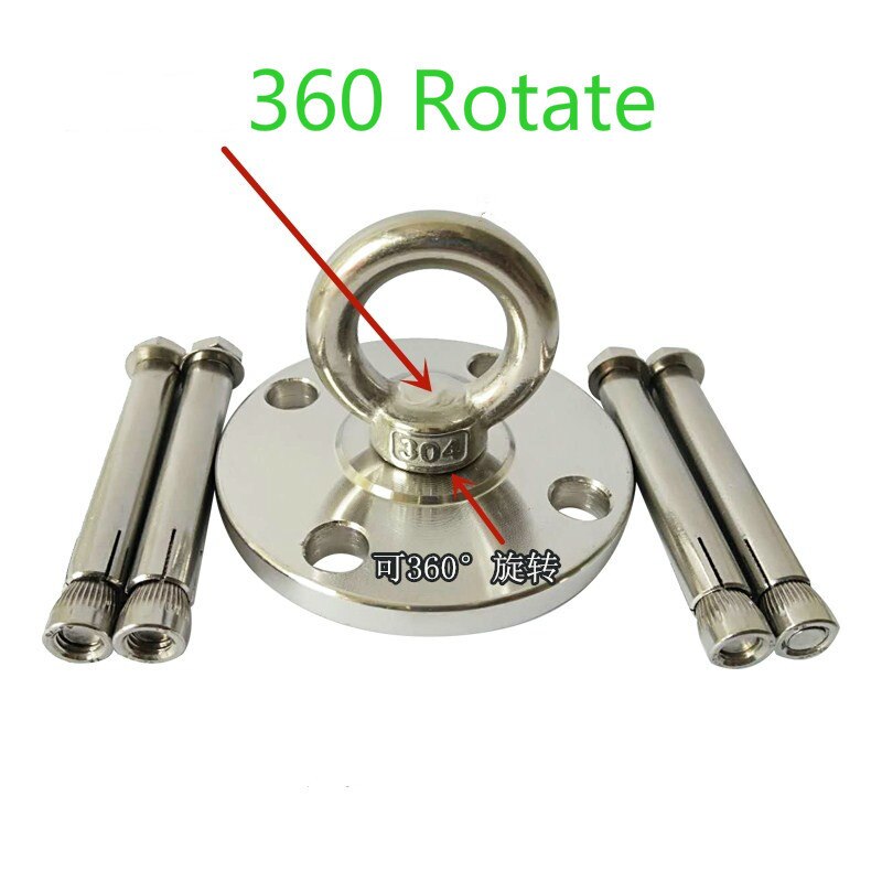 Stainless Steel Heavy Duty Ceiling Mount Anchor 360 Rotate Wall Buckle Hook For Yoga Hammock Chair Sandbag Swing GYM Equipment: Default Title