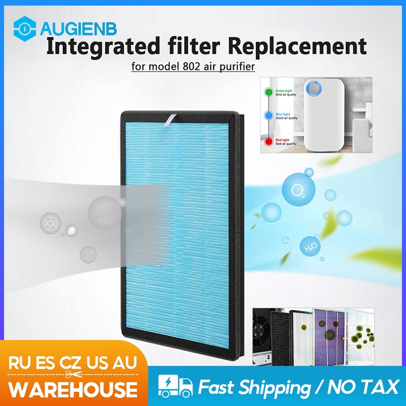 AUGIENB HEPA Filter High Efficiency Composite Replacement Filter for Model 802 Air Purifier 5-Stage for PM2.5 Smoke Dust Mold
