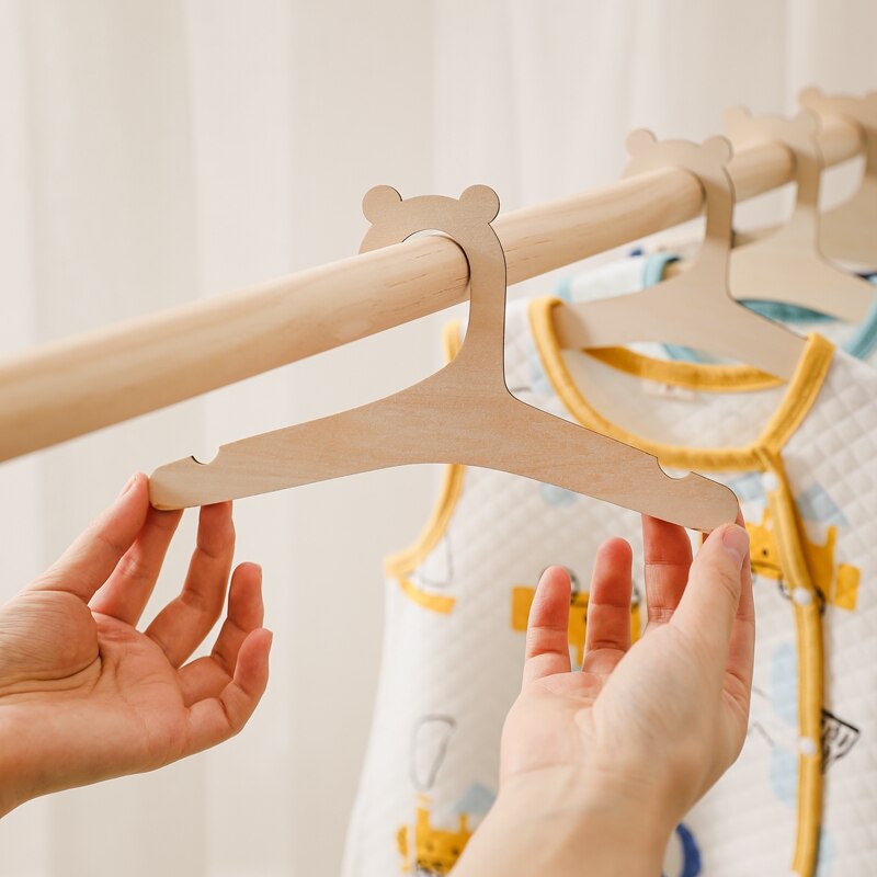 Kids Panda Hangers Houten Baby Broek Hanger Kinderen Kleine Hanger Voor Kleding Winkel Gehaakte Ondersteuning Jarretel Schorsing
