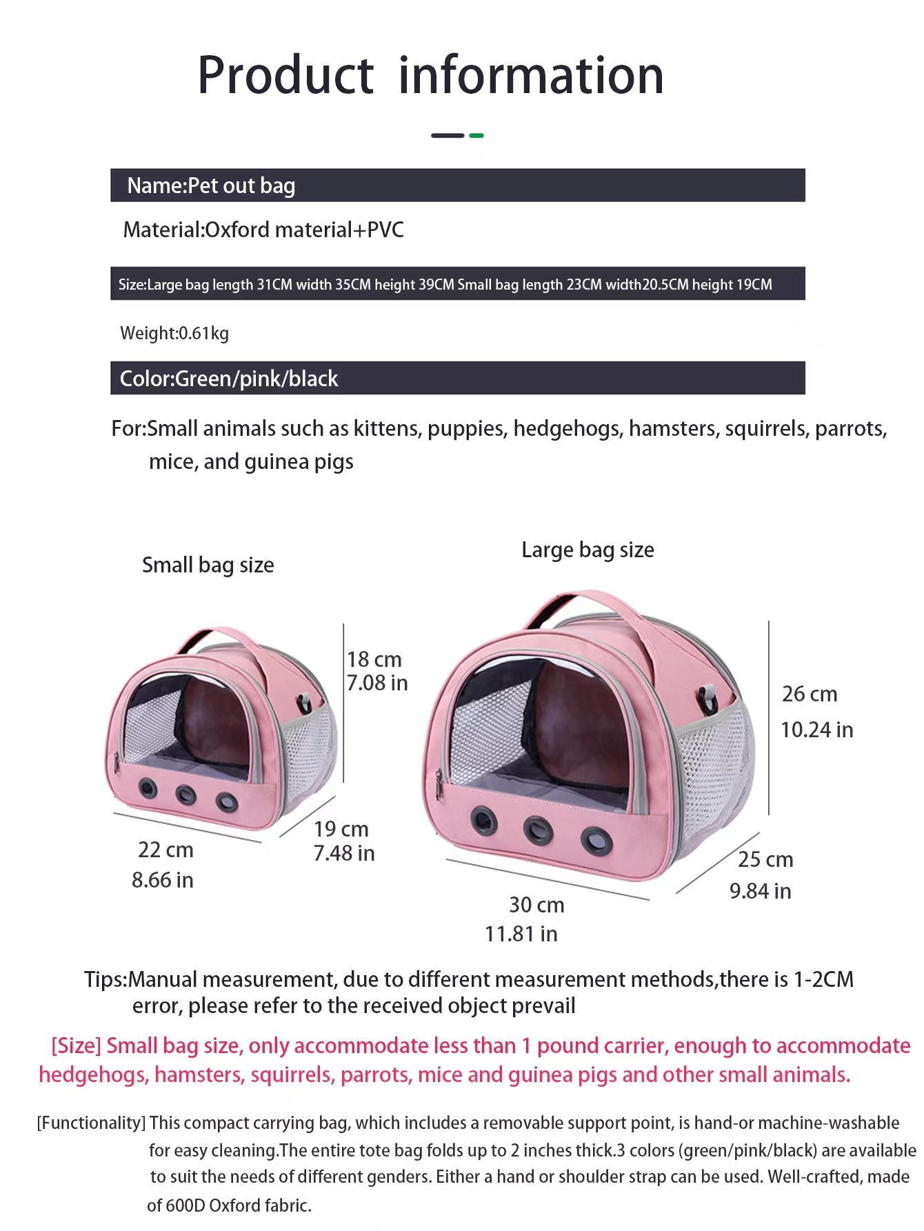 Bolsa transportadora para gatos, perros, pájaros y conejos con cojín de algodón grueso, mochila de aviación para mascotas, bolsa de viaje portátil antisufocación, bolsa para perros y mascotas
